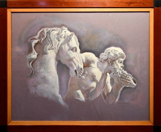 "Figura con caballo", óleo de Camilo Lucarini.