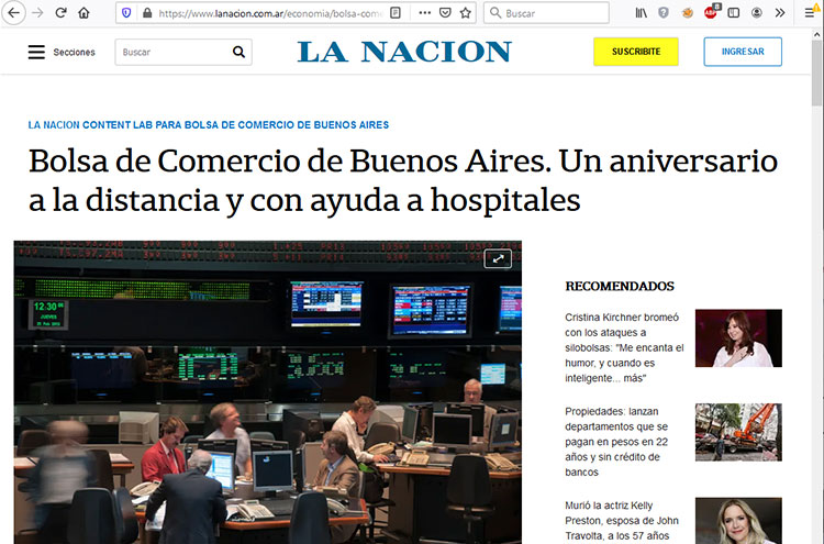 Homenaje a la Bolsa, del diario La Nación