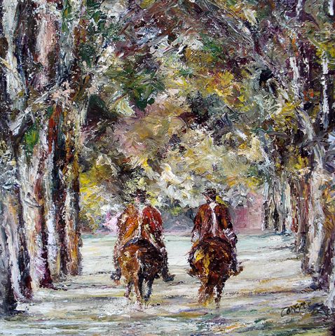 Entrada gauchos, óleo sobre tela con espátula, de Console